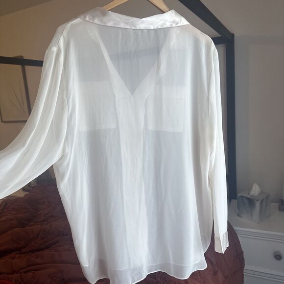 Vintage Dentelle Size Large Pale Pink Silky Satin Chiffon Pajama Set Lingerie - Picture 11 of 14